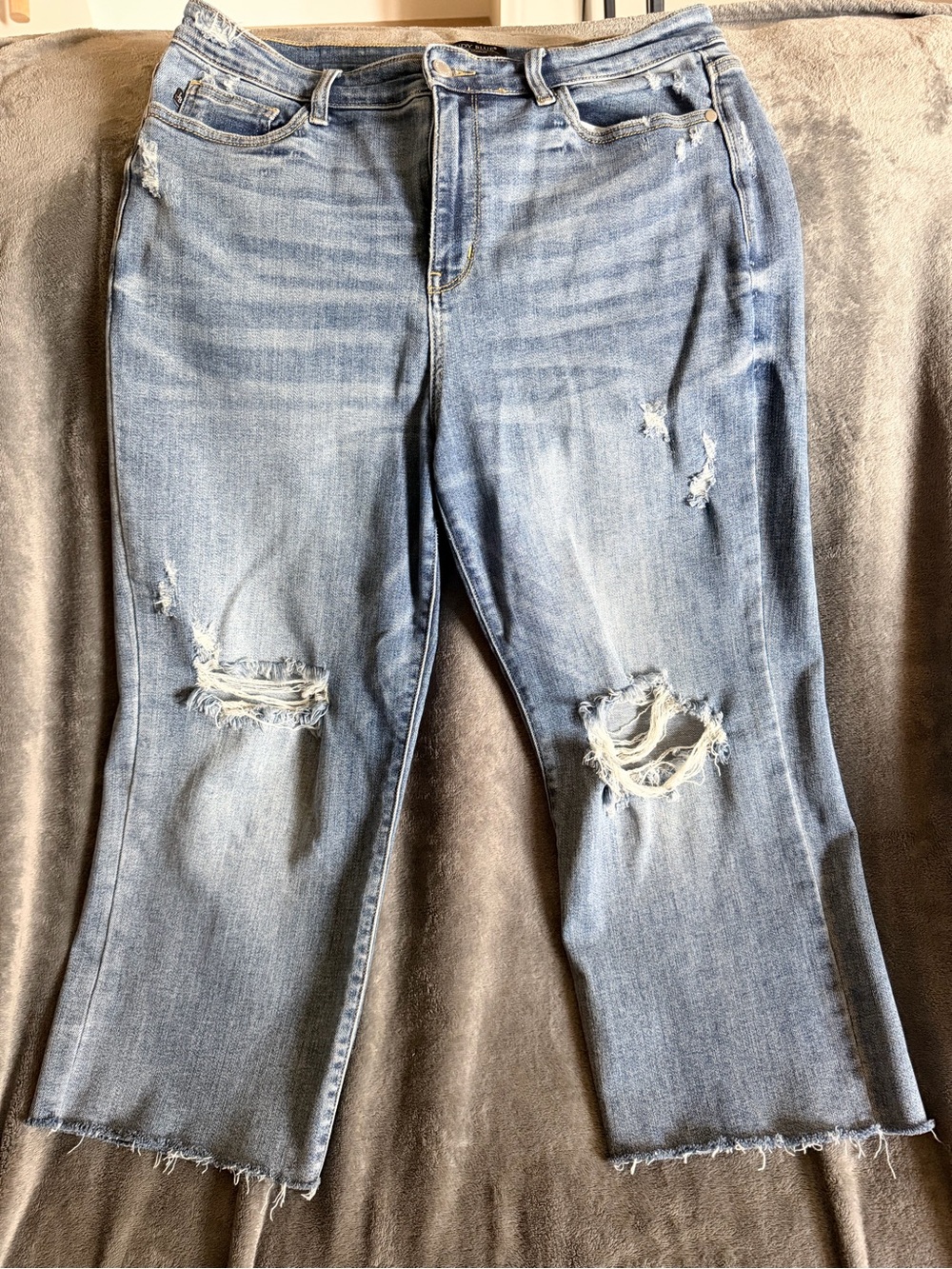 Judy Blue About Last Night Wide Leg Distressed Crop Jeans 15/32